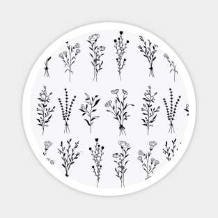 Wildflowers One Line Art Flowers Pattern 2 Magnet